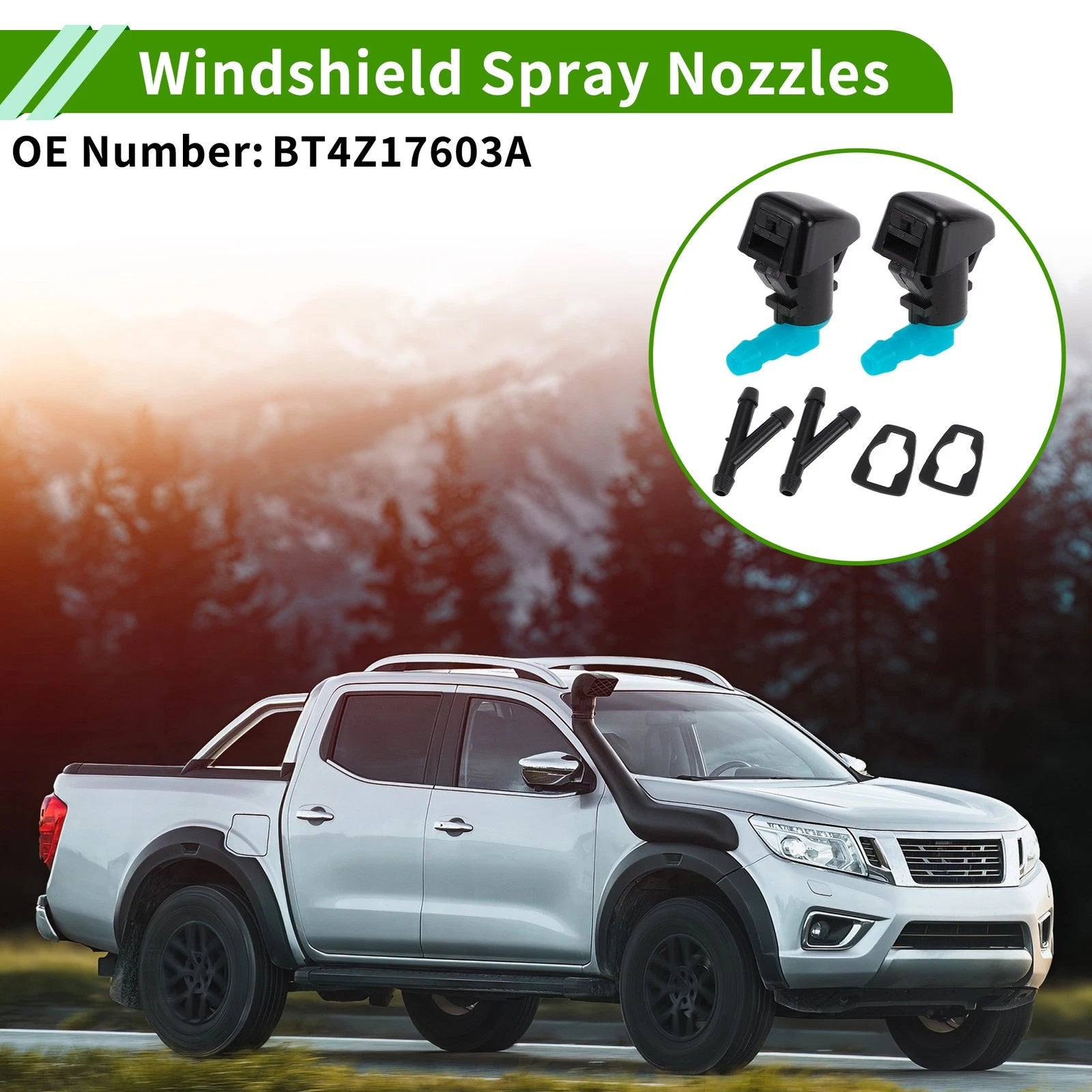 Windshield Washer Nozzle Kit with Hose Connector for Ford Edge (2011–2015)