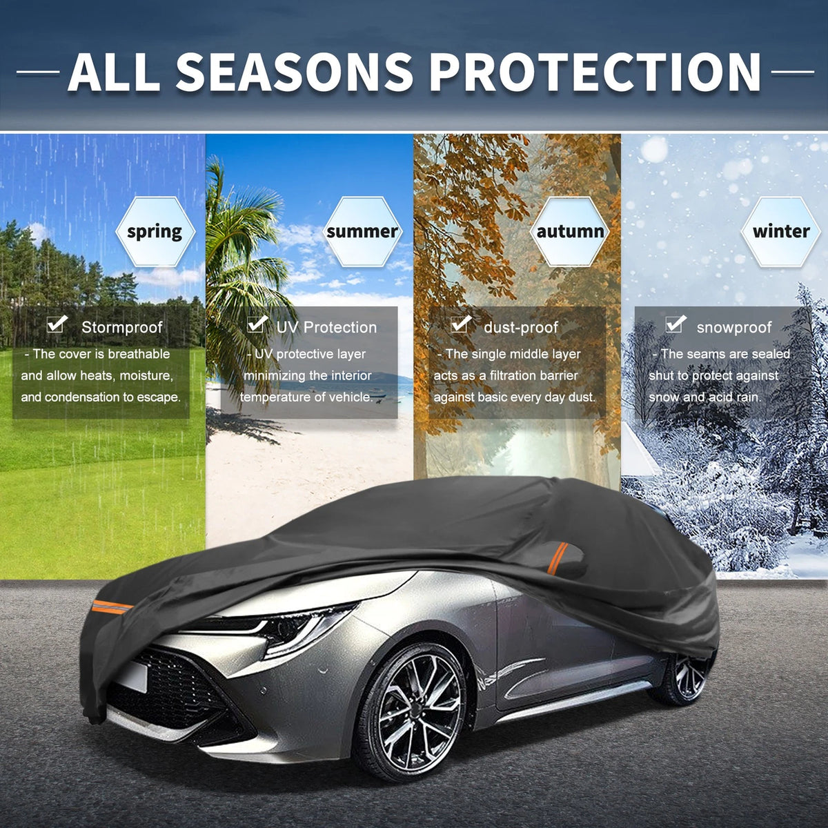 Waterproof Car Cover with Zipper for Toyota Auris (2007–2018)