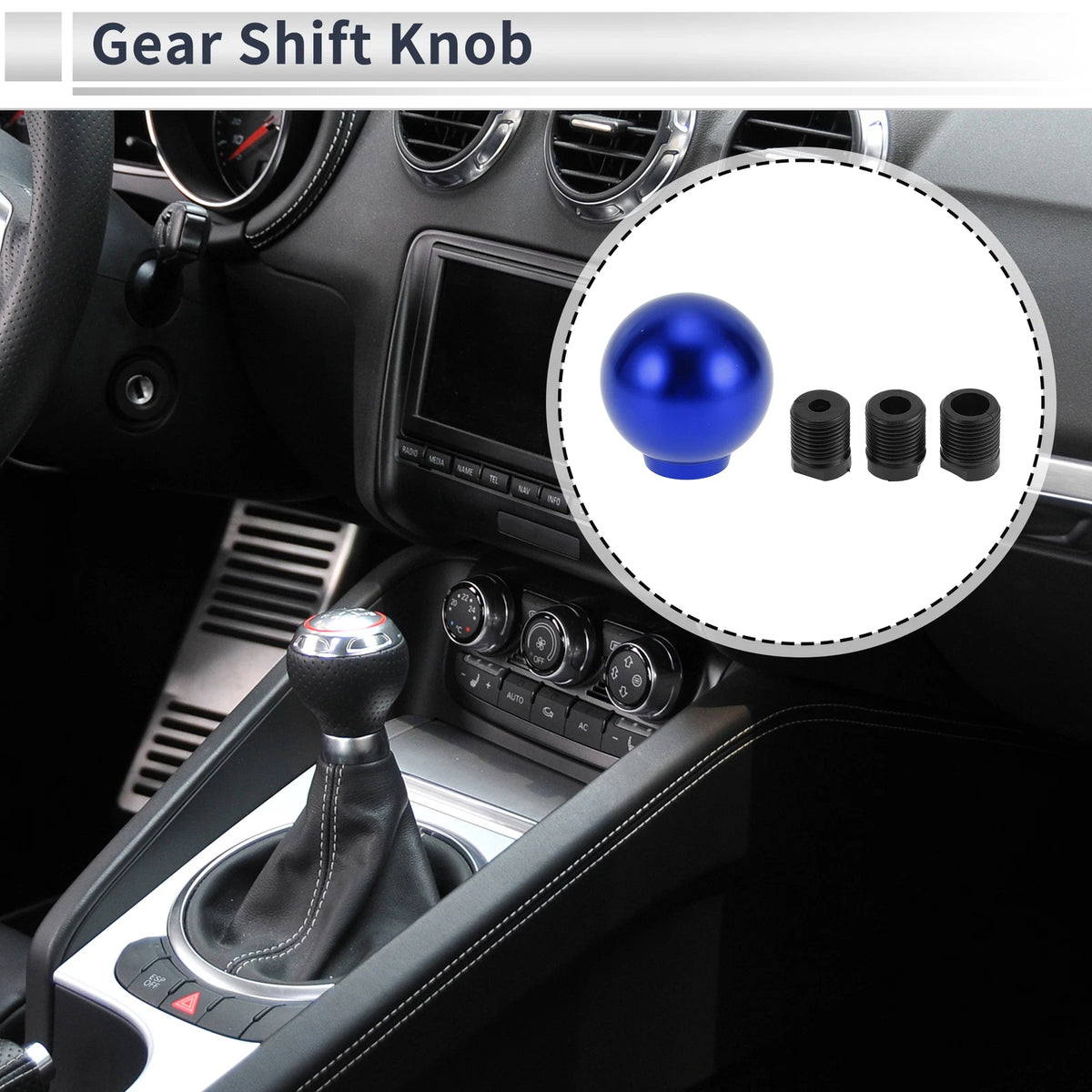 Shift Knob with 3 Adapters for Universal Fit (Automatic/Manual) - Blue
