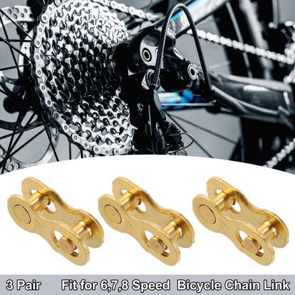 3 Pair Chain Master Link Connectors 6 7 8 Speed Gold Tone for Bike Bicycle (N/A–N/A)