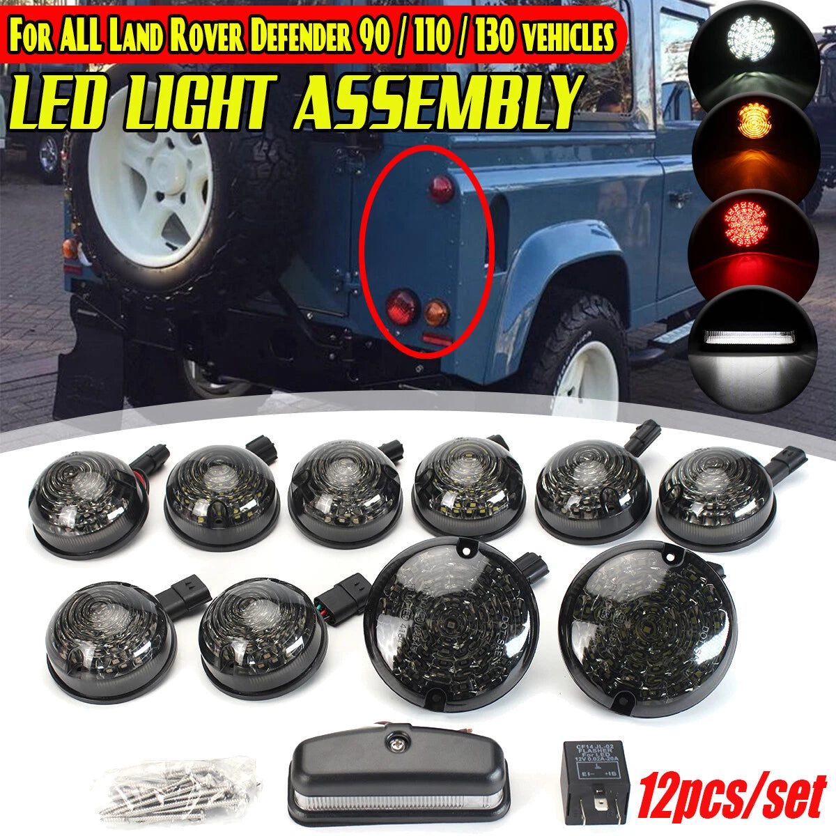 12x LED Smoke Lamp Upgrade Kit for Land Rover Defender 90 110 130