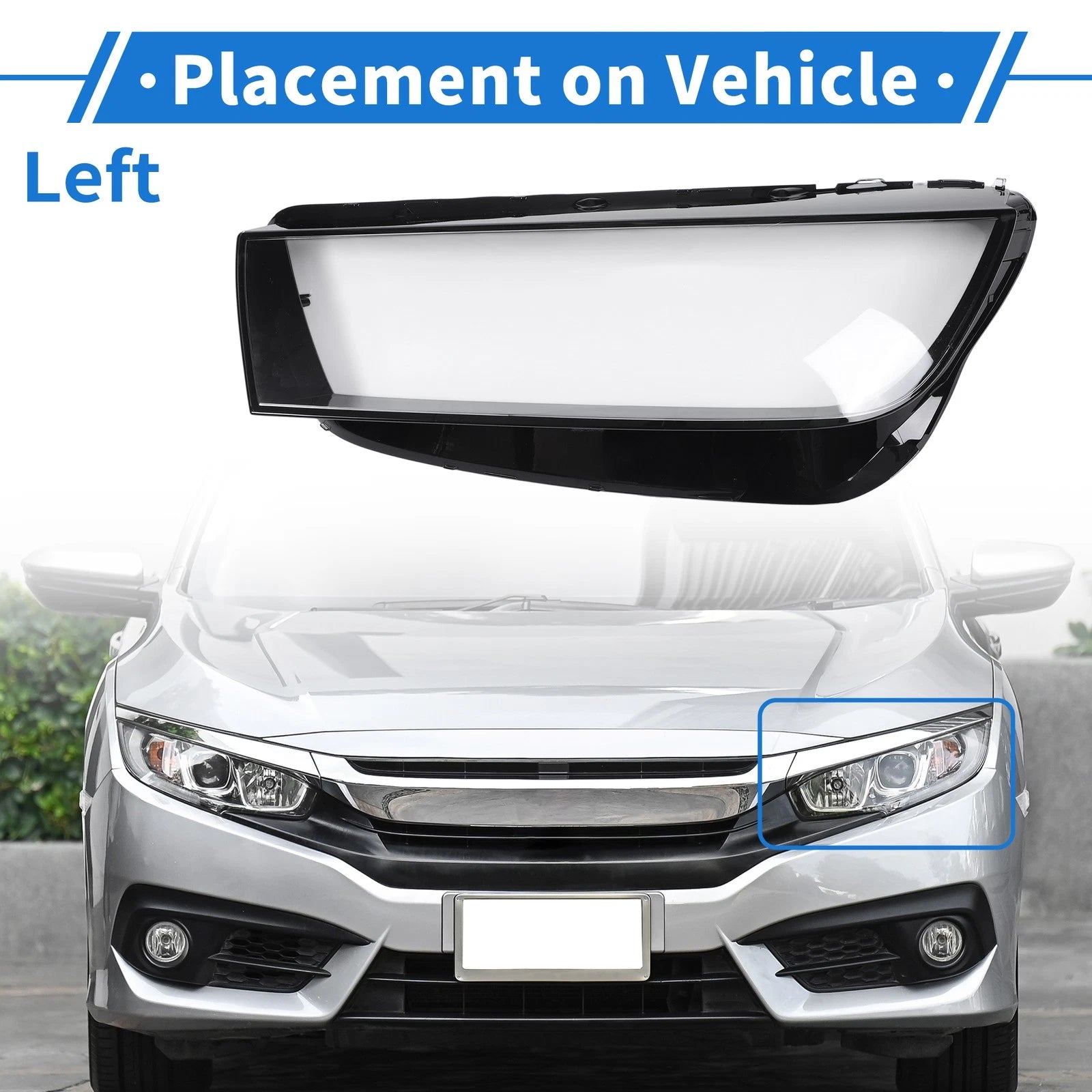 Front Left Headlight Lens Cover Replacement for Audi Q5 (2018–2020)