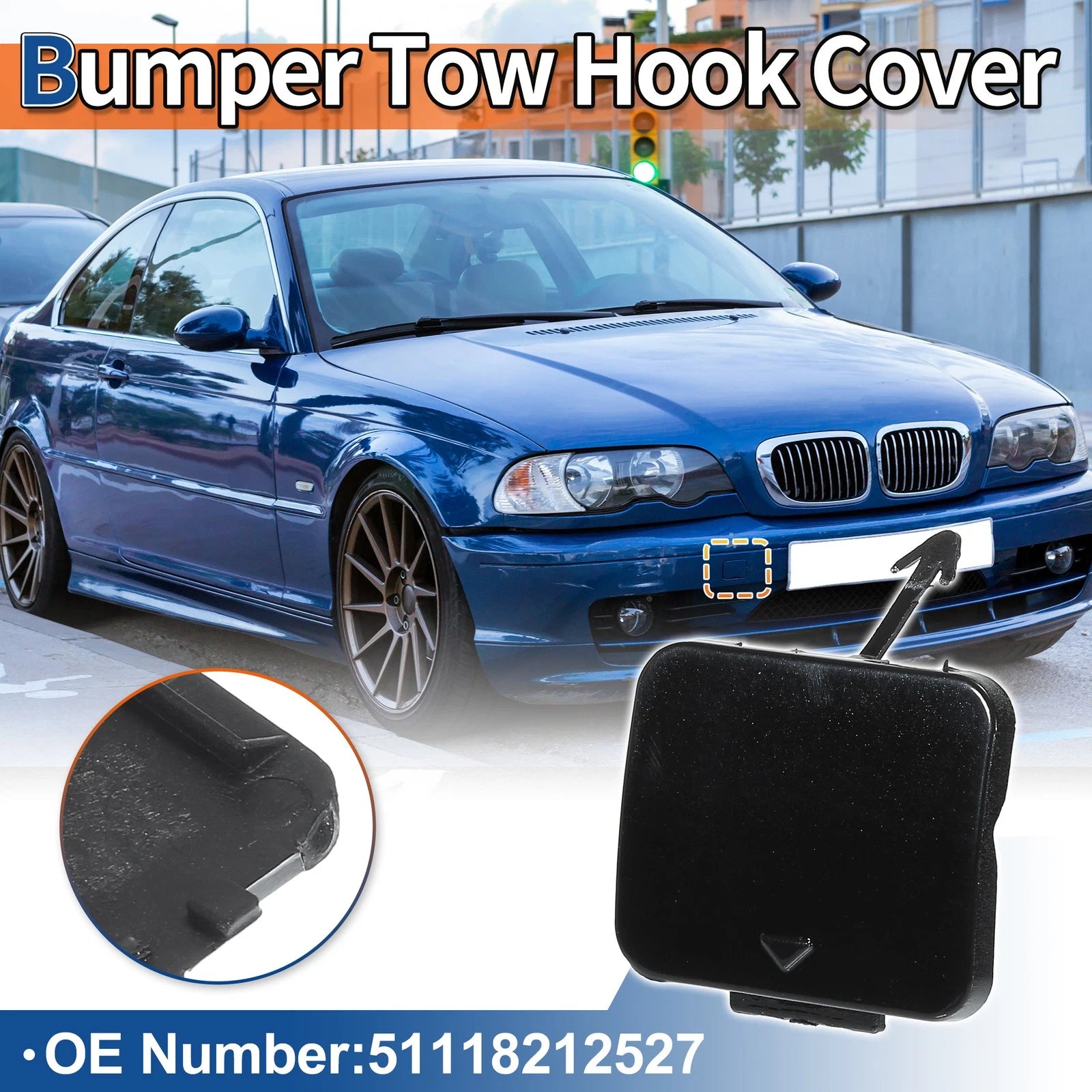 Tow Hook Cover Front Replacement for BMW 525i 528i 530i (2004–2010)