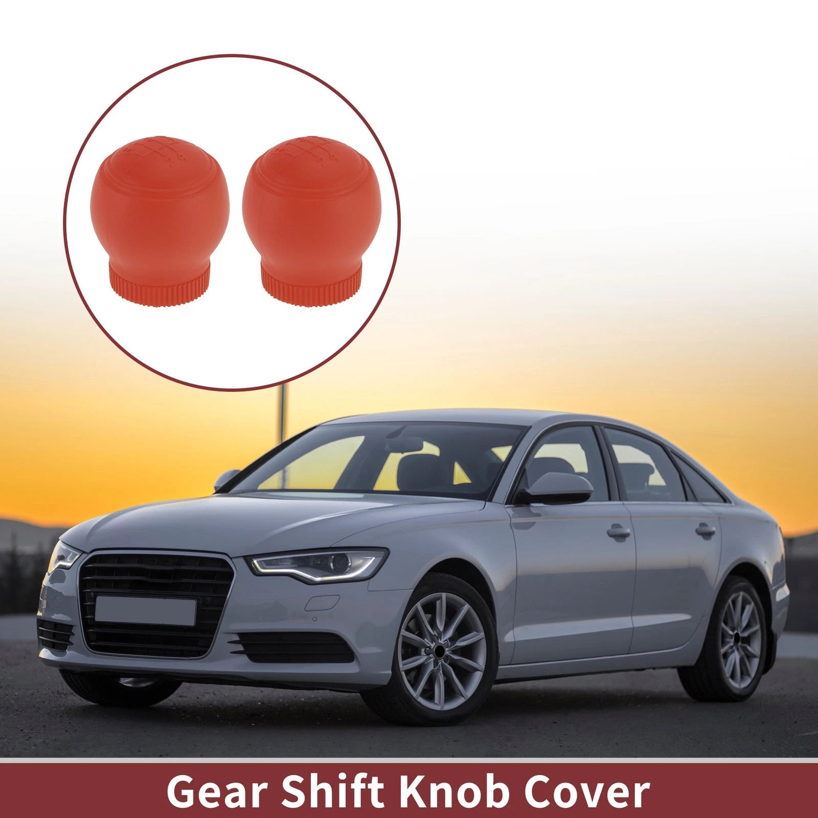 Gear Shift Knob Cover for Universal Car SUV (Pull-On Style, Silicone, 907-Red)