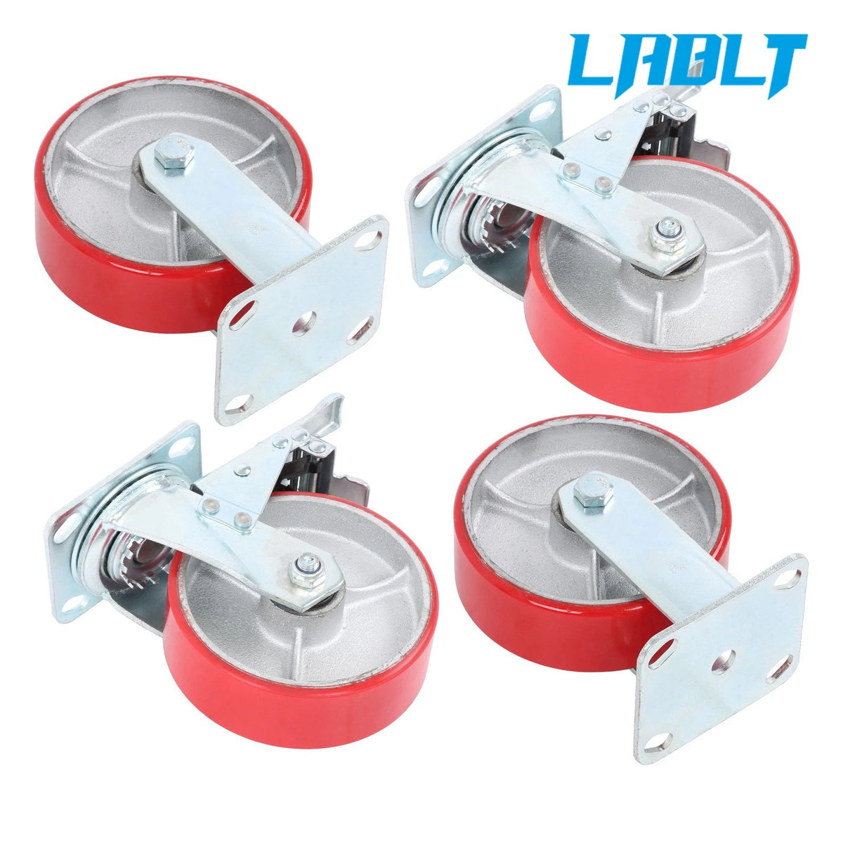 Set of 4 PU Casters for LABLT (6" × 2", 2 No Brakes & 2 Swivel with Brakes)