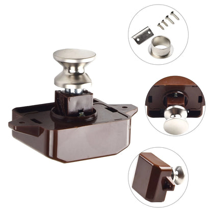 Push Button Lock for Land Furniture Drawers, Doors, Cabinets, RV