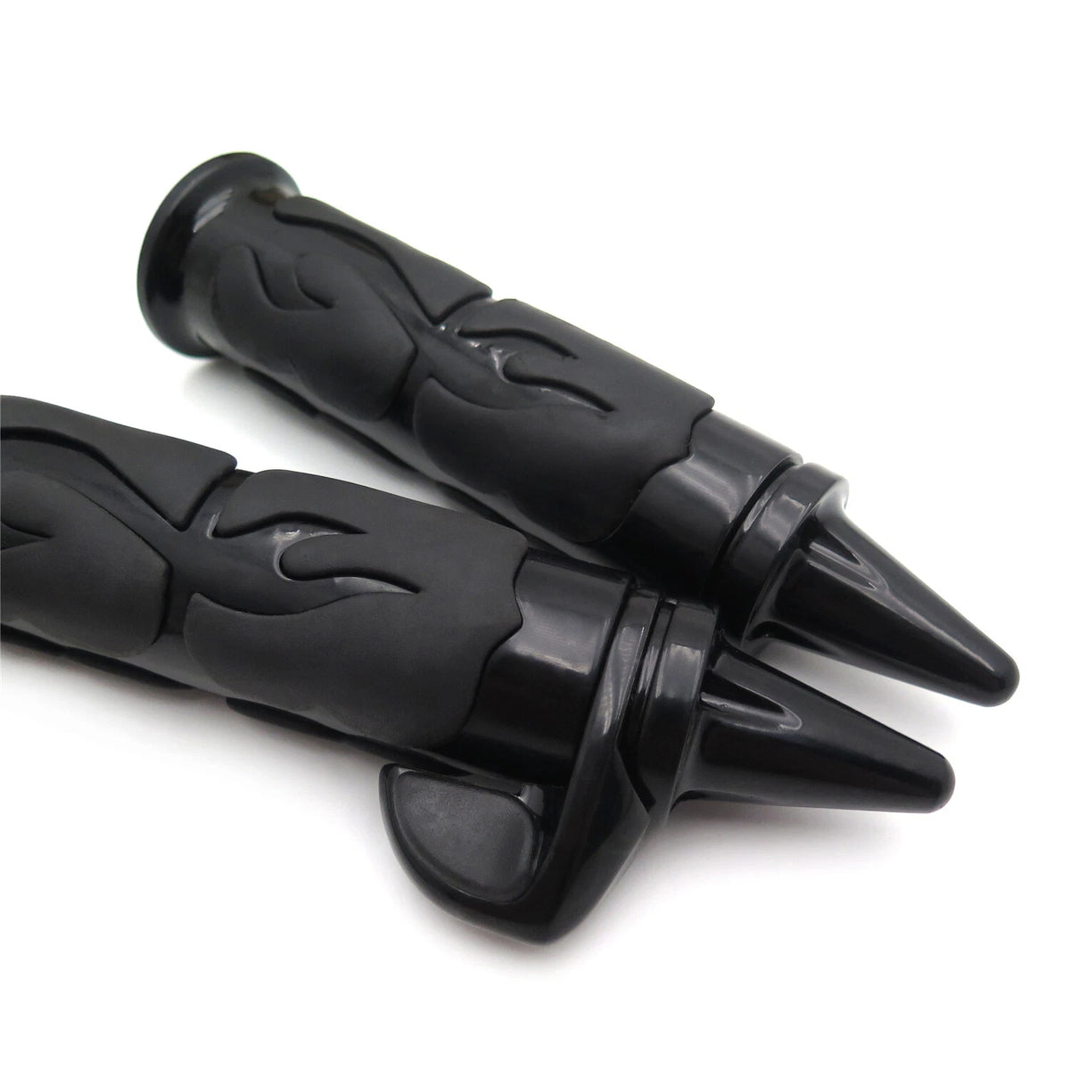 Black Flame Spike Handle Bar Grip 22mm Throttle Boss for Honda Suzuki Kawasaki