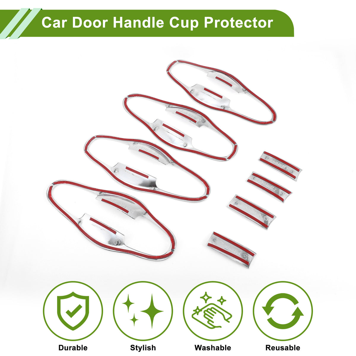 Car Door Handle Cup Protector 8 Pcs for Toyota RAV4 2013–2018 Chrome Tone