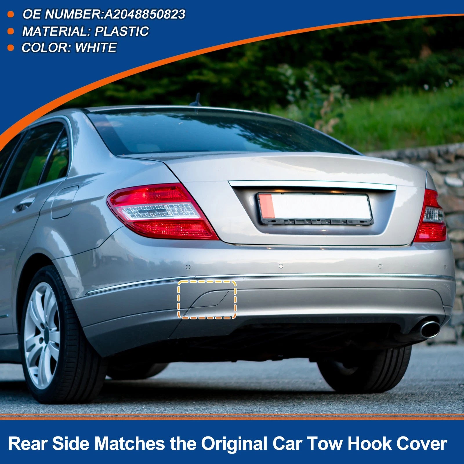 Rear Tow Hook Cover for Mercedes-Benz C W204 (2008–2014)