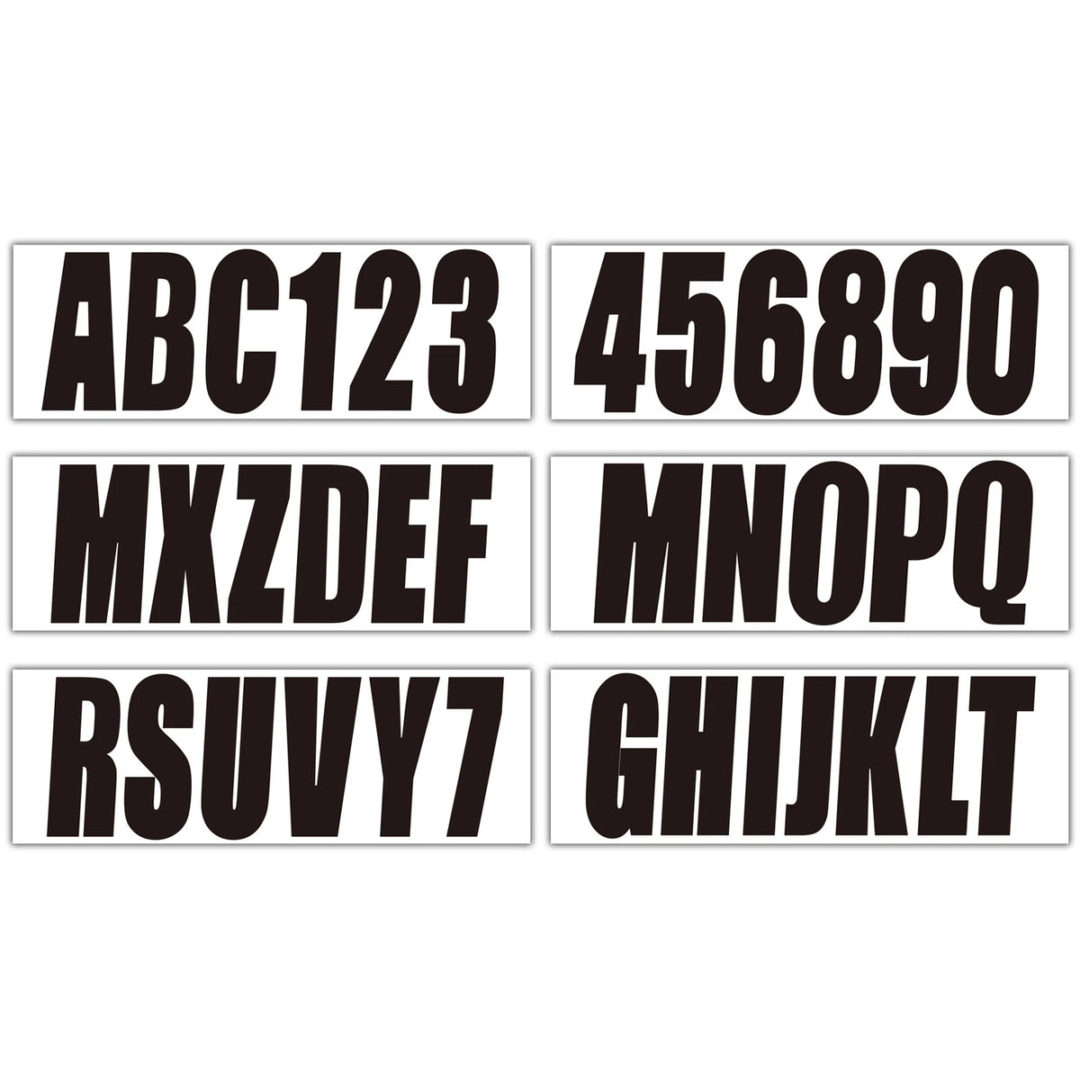 3" Black Alpha-Numeric Registration Stickers Decals for Boat
