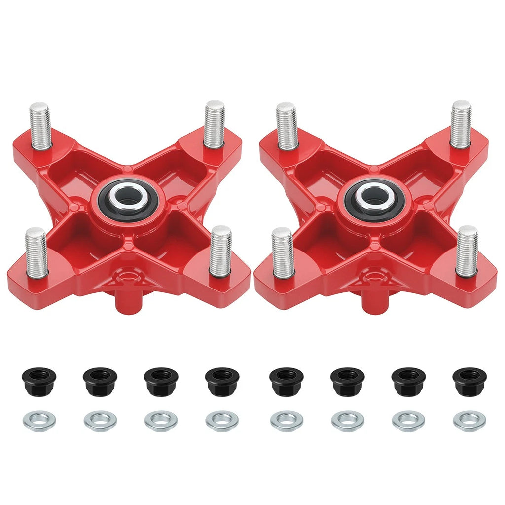 2 Front Red Wheel Hubs & Flange Lug Nuts for Honda Sportrax 250 (2001–2008)