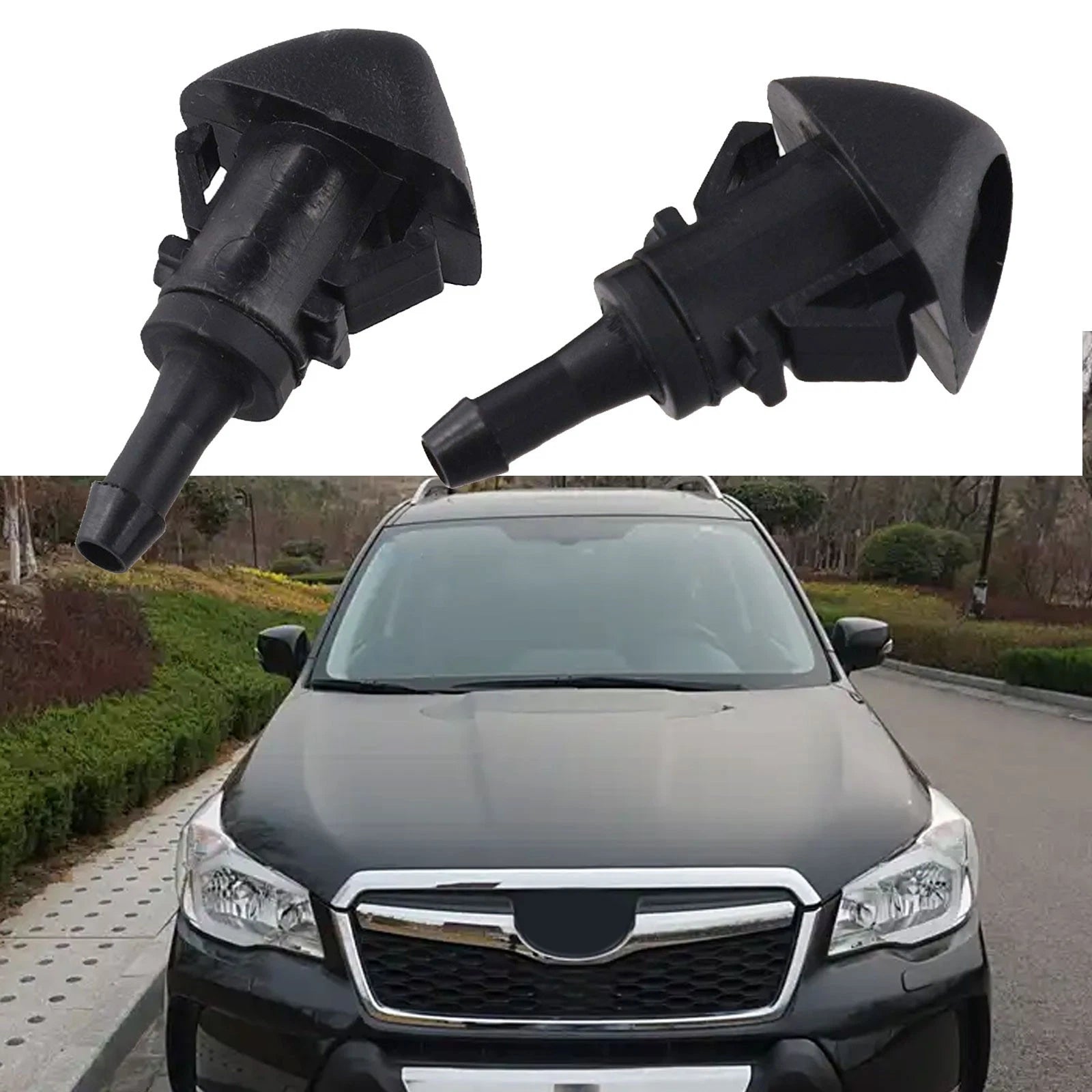 2X Black Windshield Wiper Jet Nozzle for Outback (2010–2014)
