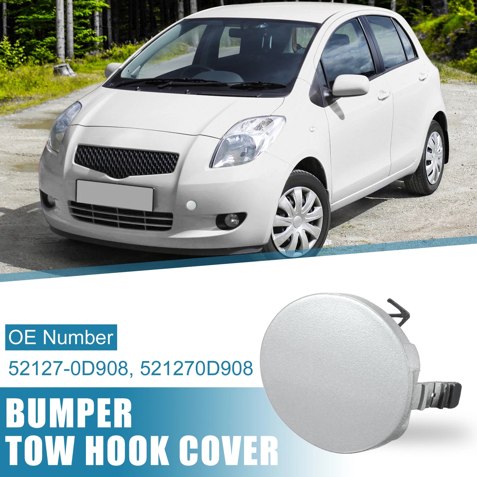 Front Bumper Tow Hook Cover Replacement for Toyota Yaris 4-Door (2007–2010)