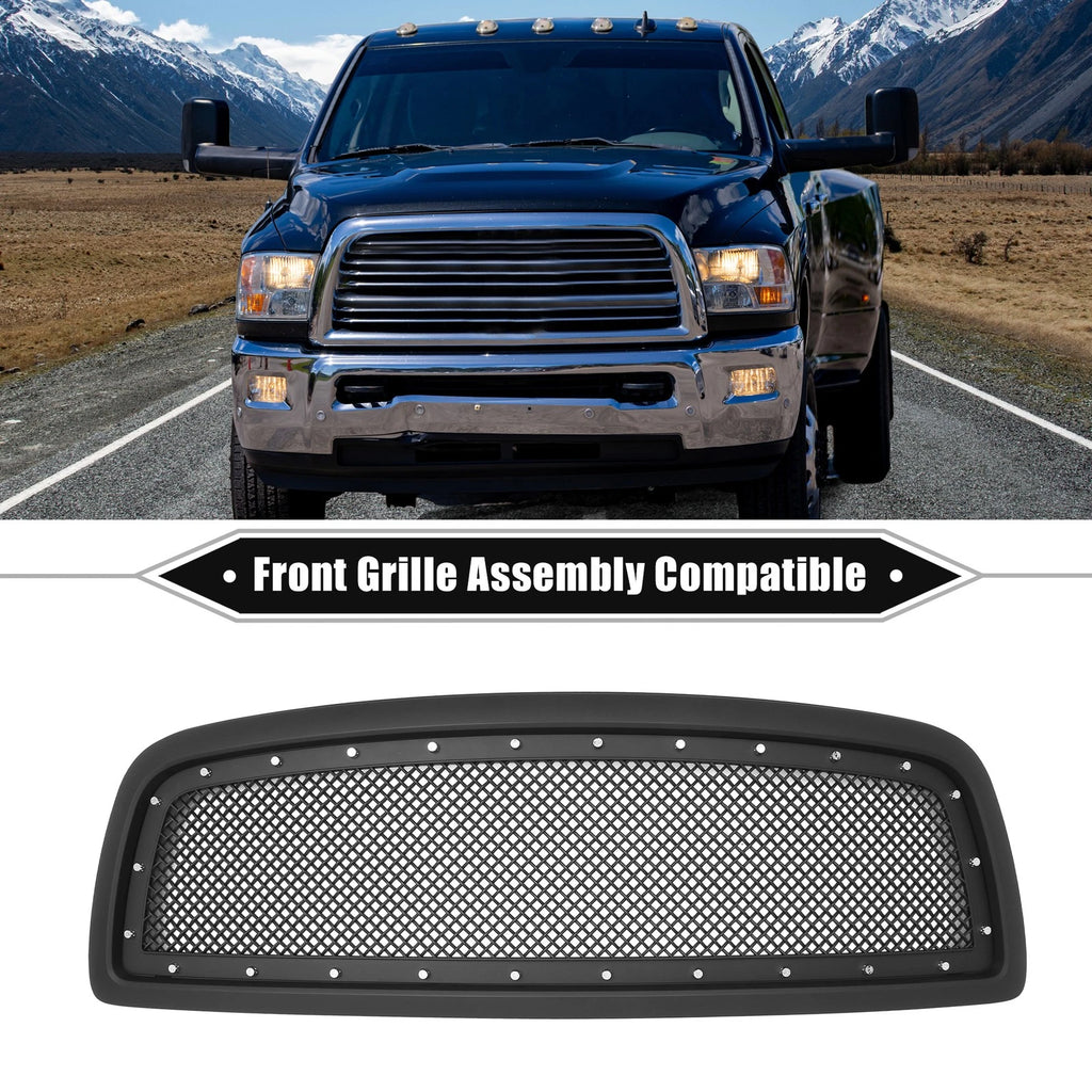 Front Grille Assembly with Rivet for Dodge Ram 1500 (2011–2012) Matte Black