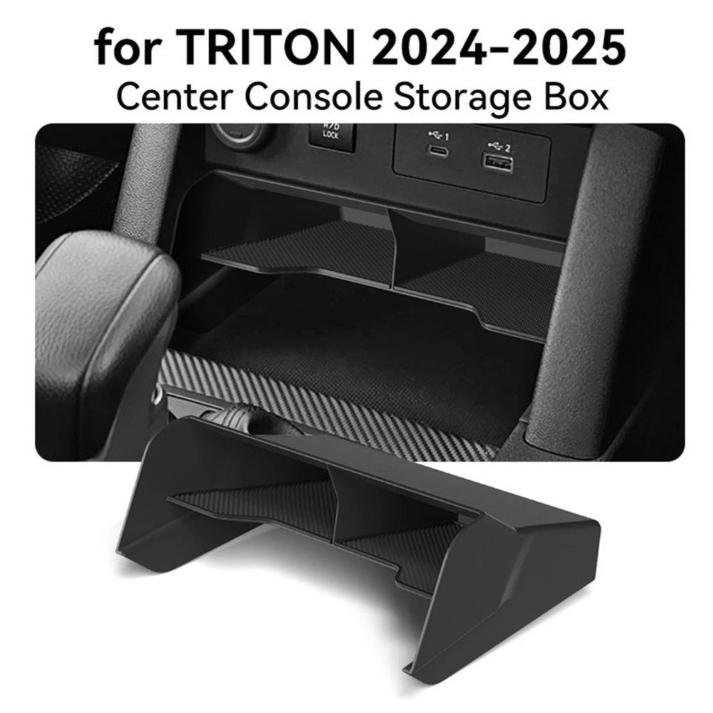 Center Console Hidden Storage Box Organizer Tray For Mitsubishi Triton 2024-2025