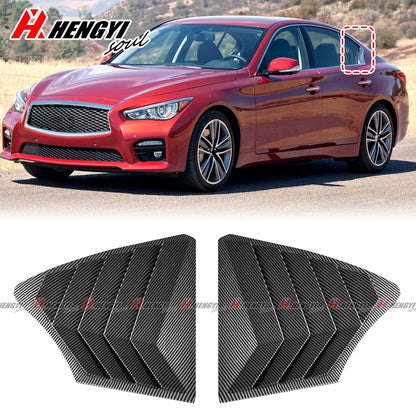 2X Carbon Fiber Look Side Window Louver Shutter Cover for Infiniti Q50 (2014–2023)