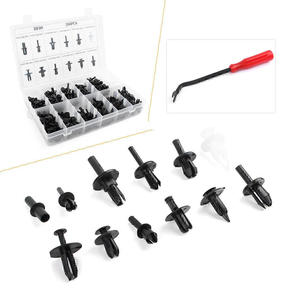 350 Pcs Push Pin Rivet Fasteners for Auto Car Body Trim Panel Moulding