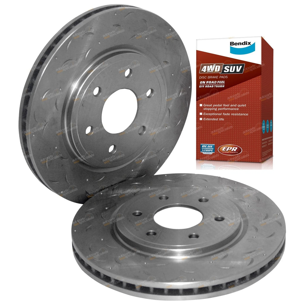 2 Front Disc Brake Rotors + Bendix Pads for Nissan Navara D40 (2005–2012)
