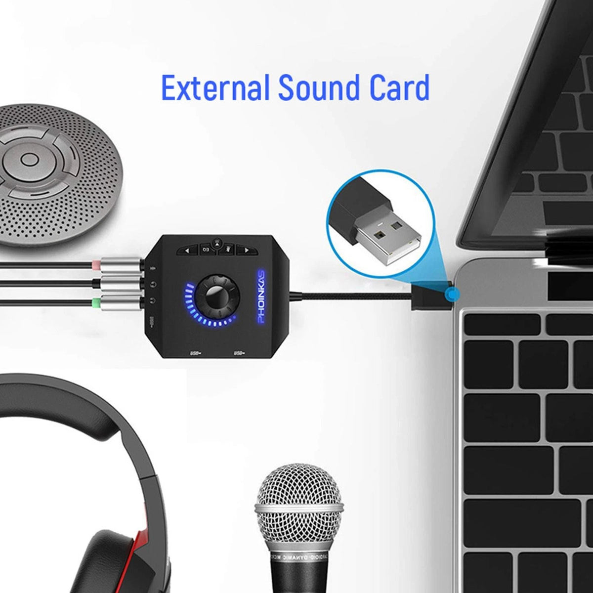 7.1 Channel USB Sound Card Audio Adapter for PC Laptop
