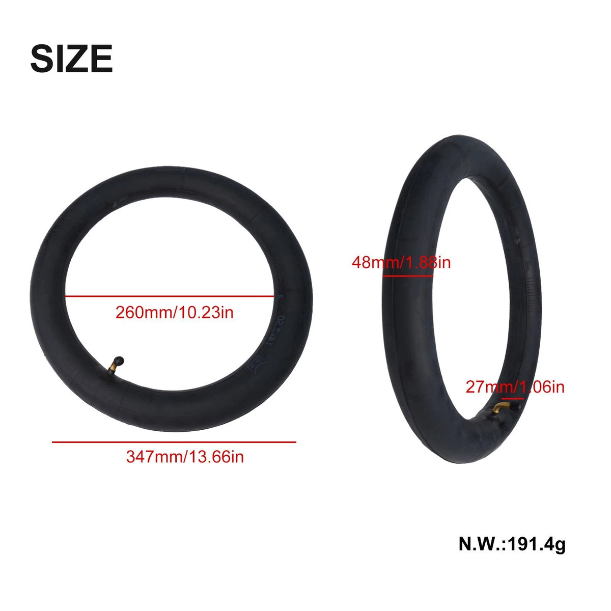 14x2.50 Rubber Inner Tube for Electric Bicycle Wheel
