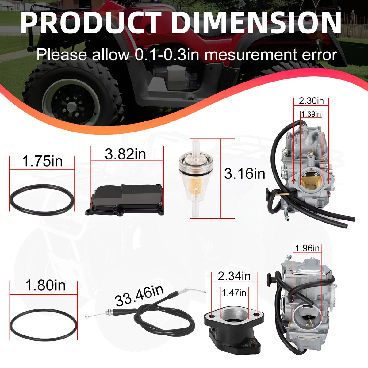 Carburetor Throttle Cable w/ Intake Manifold for Yamaha Warrior 350 (1987–2004)