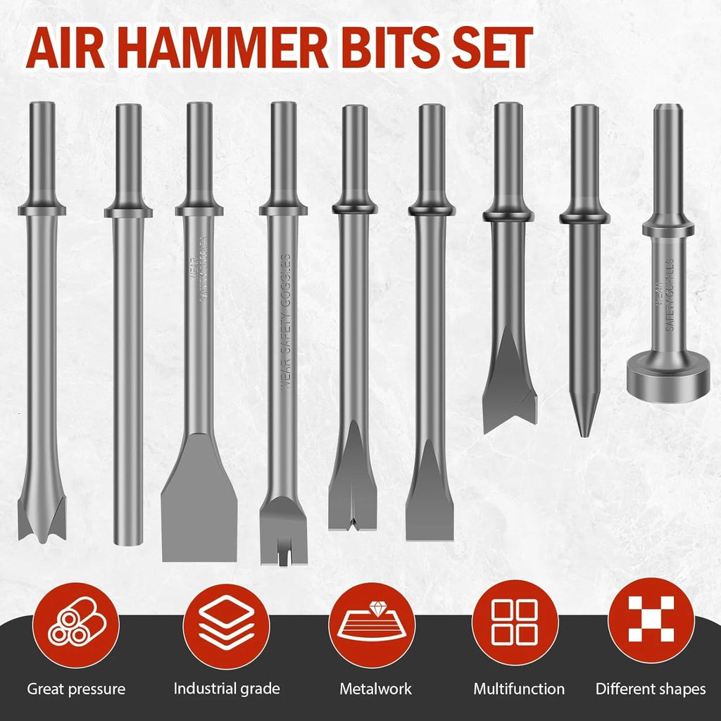 9PCS Air Hammer Bits Set for Pneumatic Tools