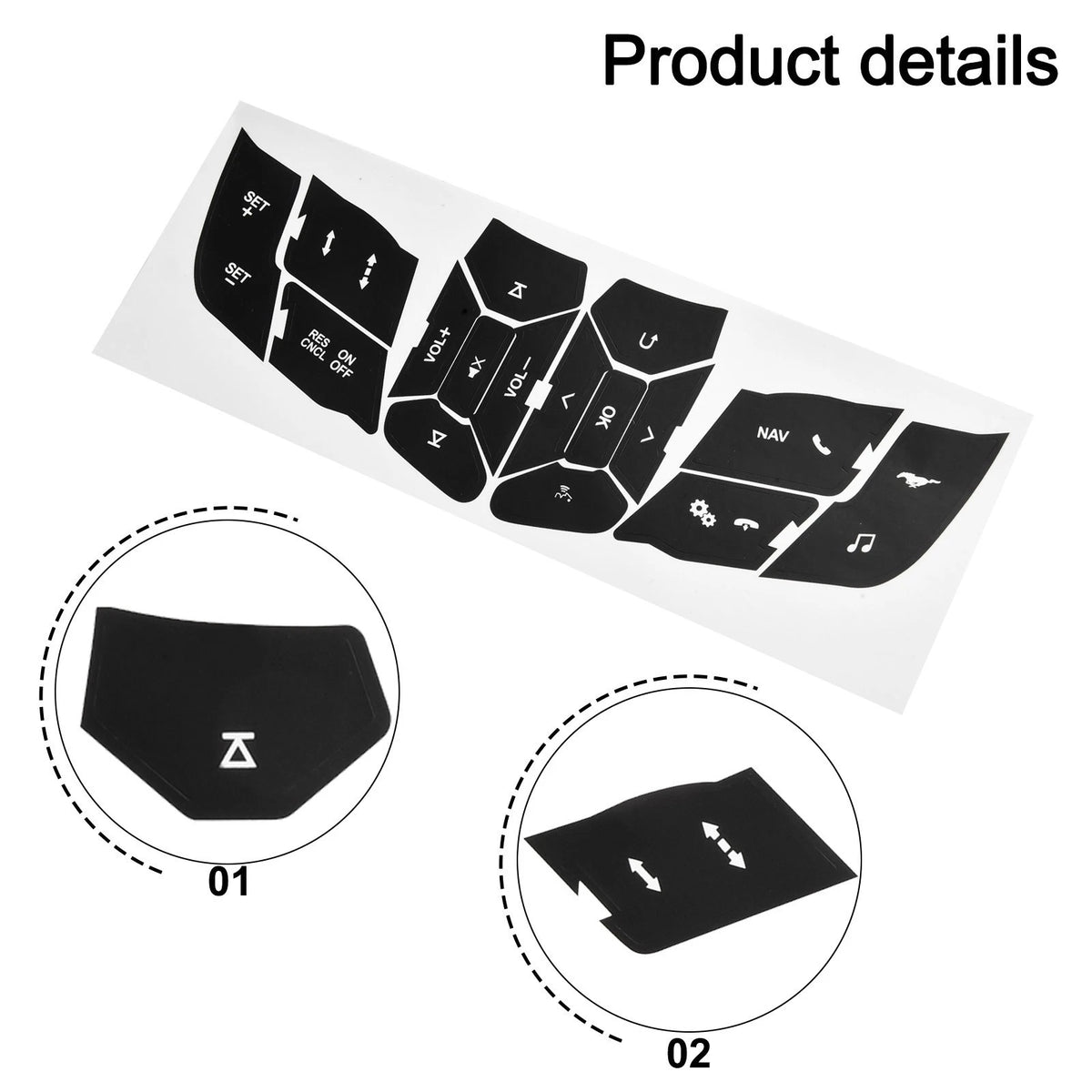 For Your For FORD For MUSTANG Button Repair Sticker Set Models '19 '22