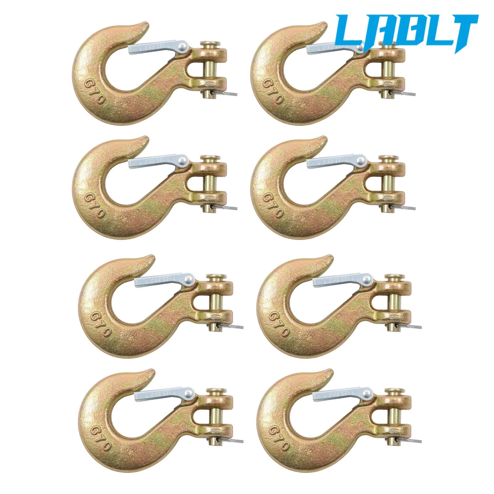 8 Pack Clevis Slip Hook with Latch for G70 (18800lbs Breaking Strength)