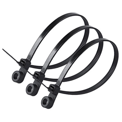 Set of 100 Nylon Cable Ties 4x200mm with Screw Hole Self Locking