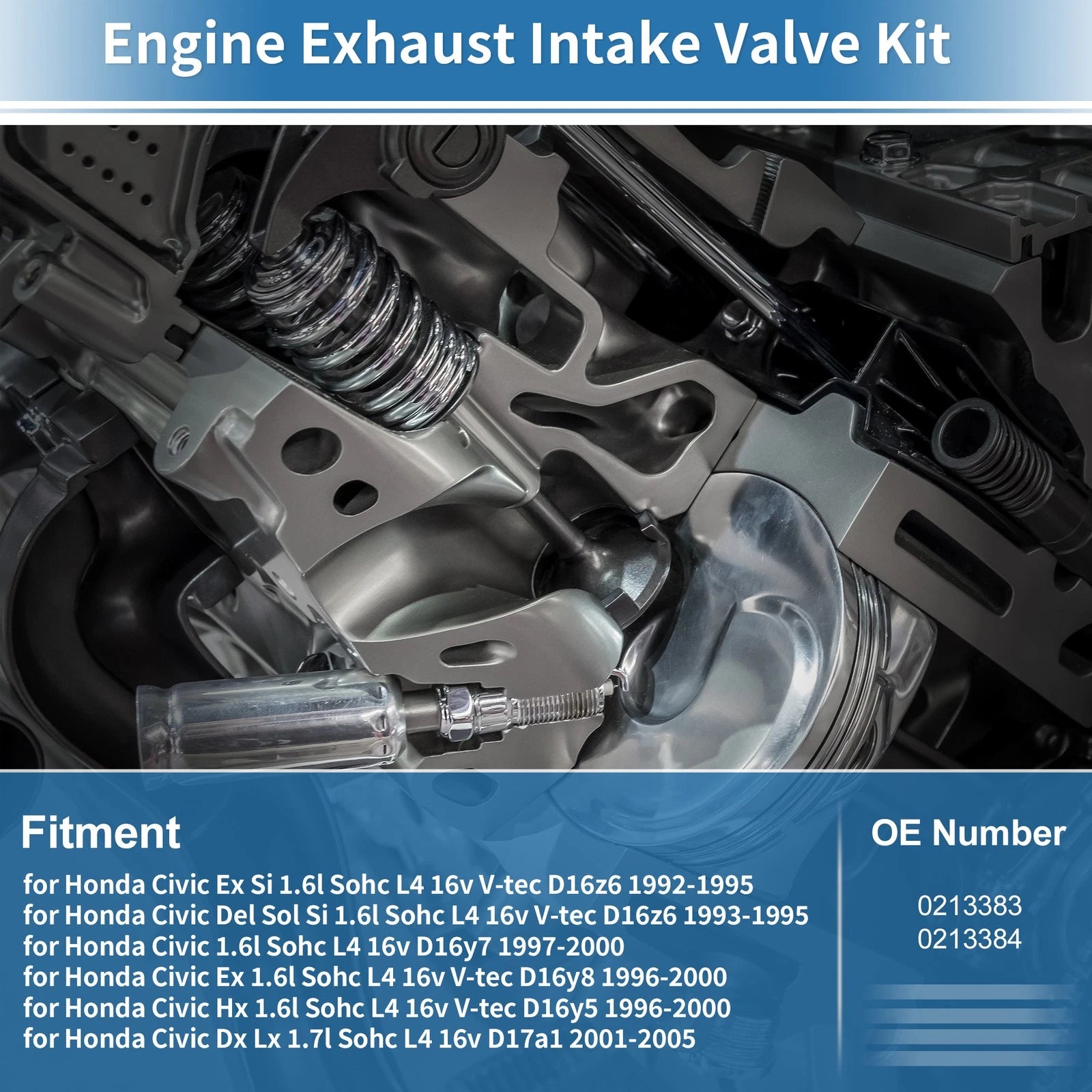 16Pc Intake Exhaust Valves with Seals Replacement for Honda Civic (1992–2005)
