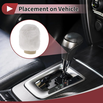 Gear Shift Knob Cover Universal Plush White for Car SUV Truck RV