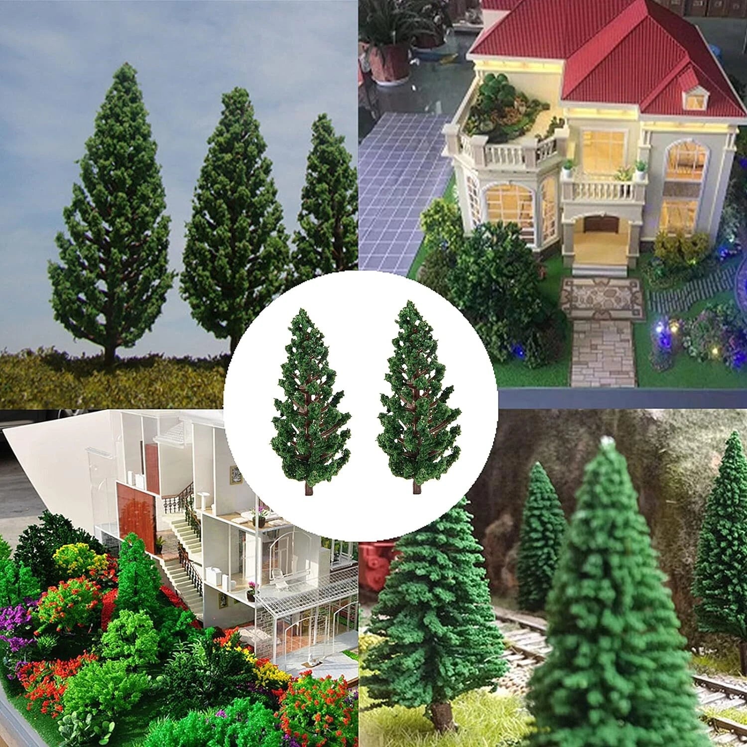 10Pcs Micro Pine Trees for Model Train Layouts, Wargame Diorama, HO-Z