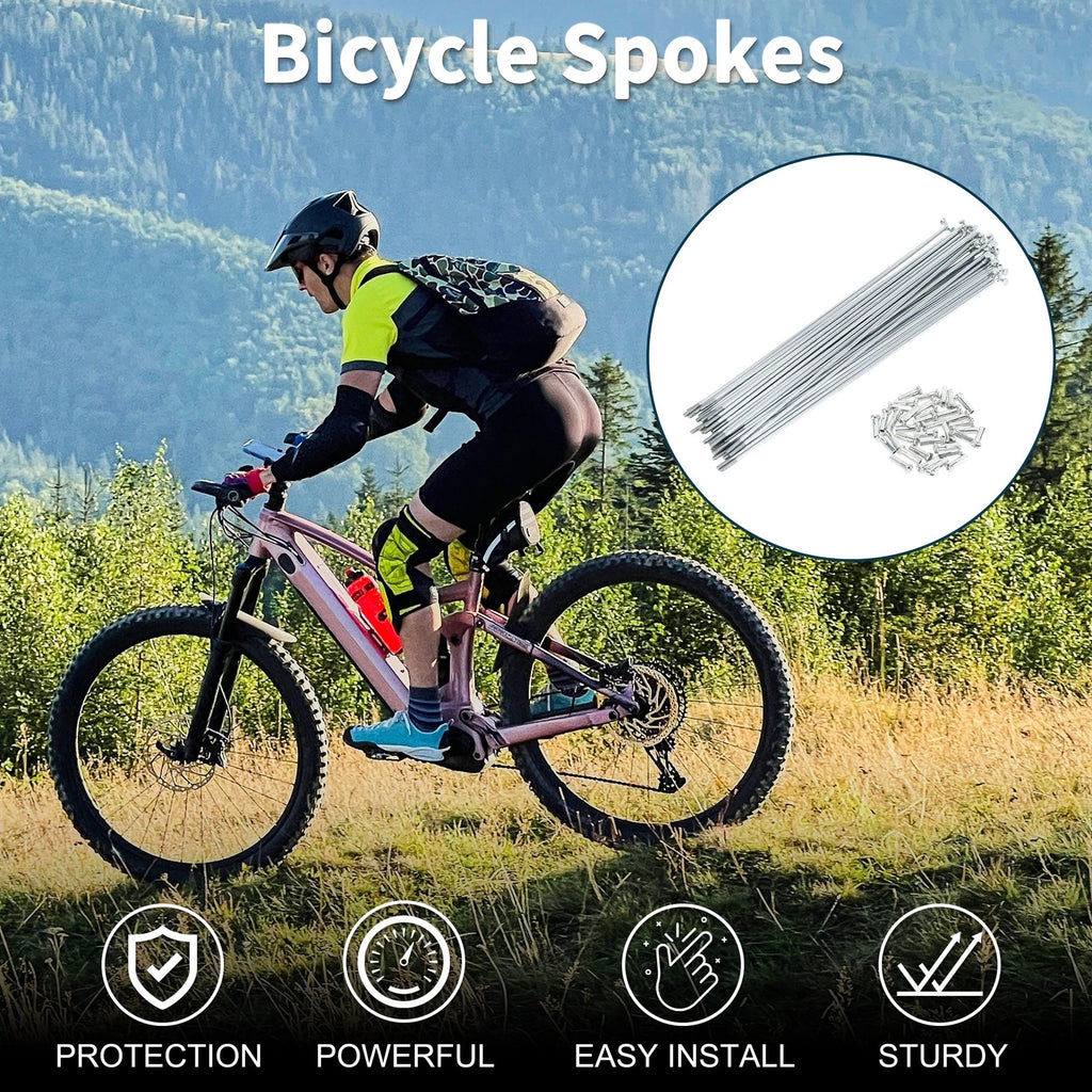 Bicycle Spokes Nipple Replacement Carbon Steel 14G 209mm Universal (All)