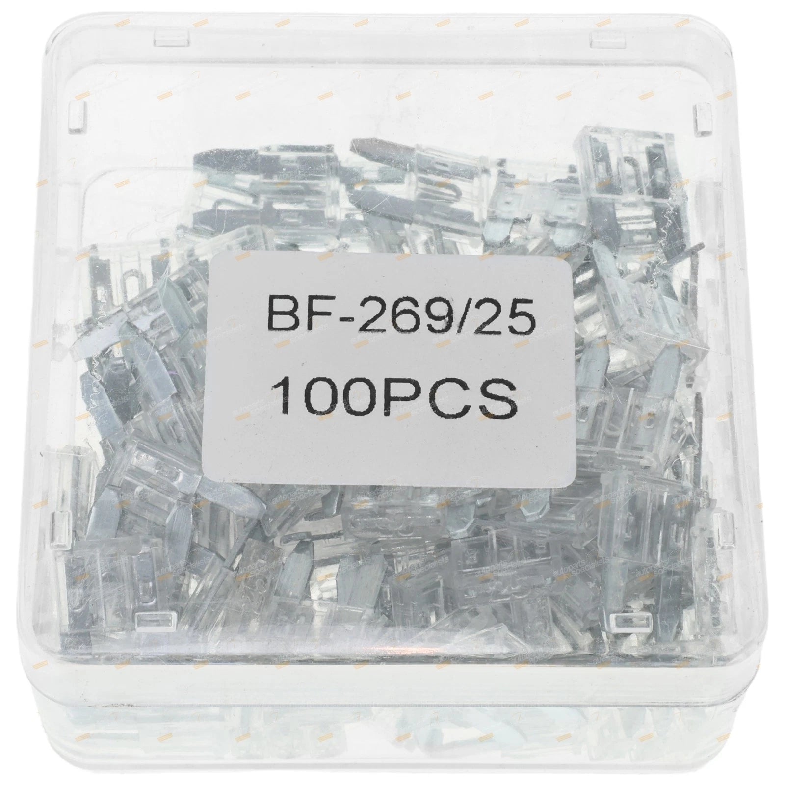 Pack of 100 Mini-Blade Fuses 25A for Universal Use (Clear)