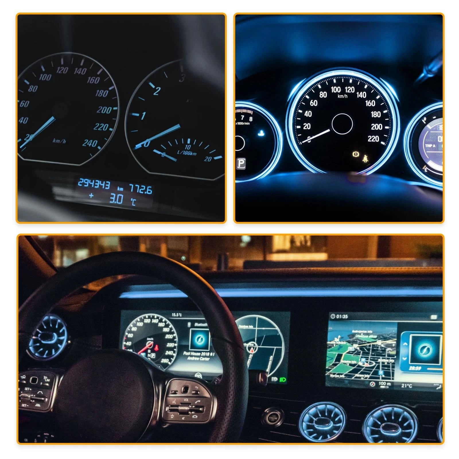 10Pcs T5 LED Ice Blue Dash Panel Light Bulb for Cars (12V)