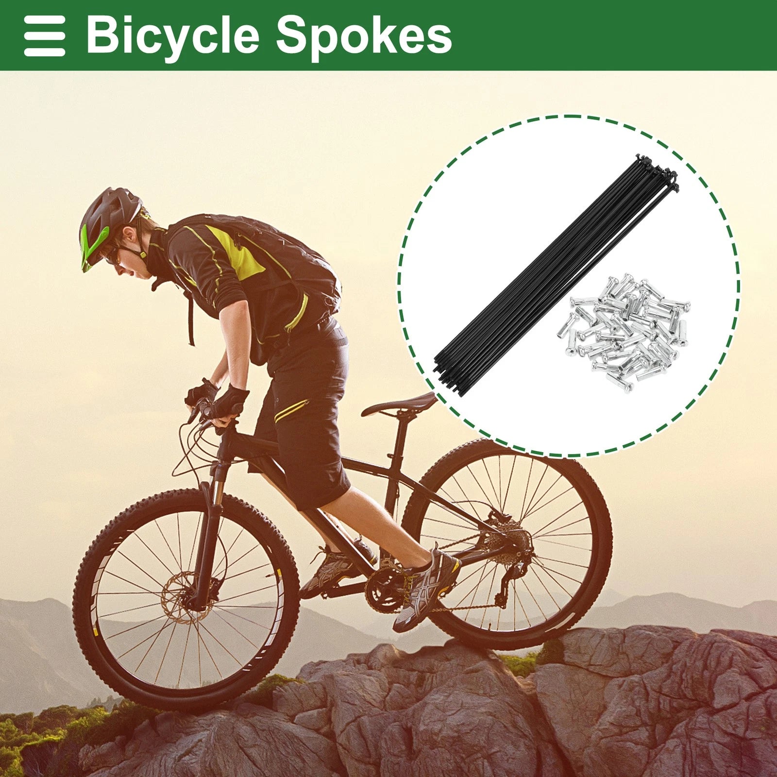 Bicycle Spokes Nipple Set 263mm Carbon Steel Black Universal (Universal)