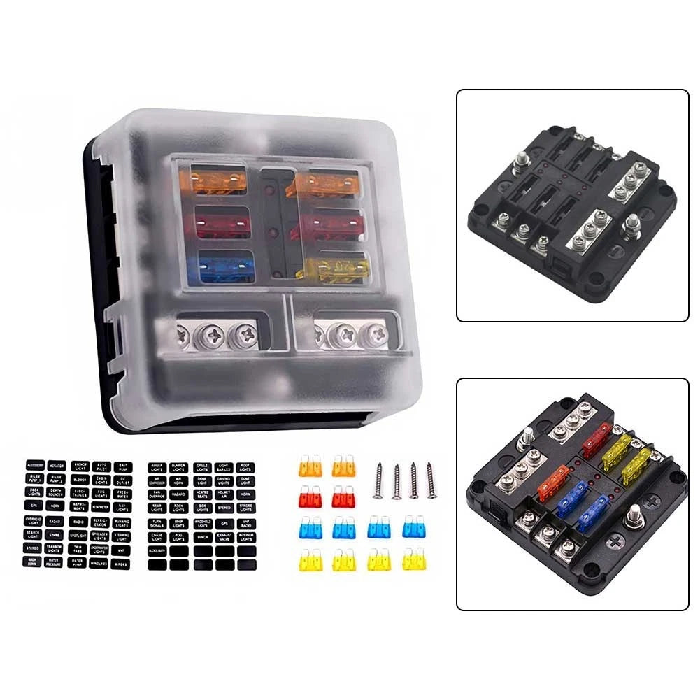 6 Position Fuse Box for Universal Vehicles (12 Volt) with LED Indicator