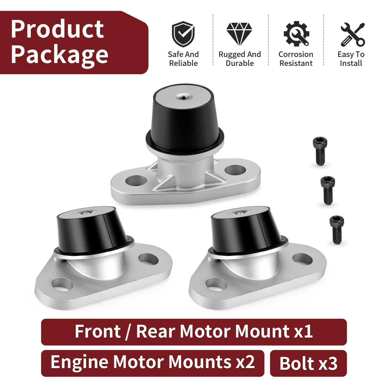 Set of 3 Engine Motor Mounts for Sea-Doo GTX 130 155 170 215 230 300 325 (2010–2023)