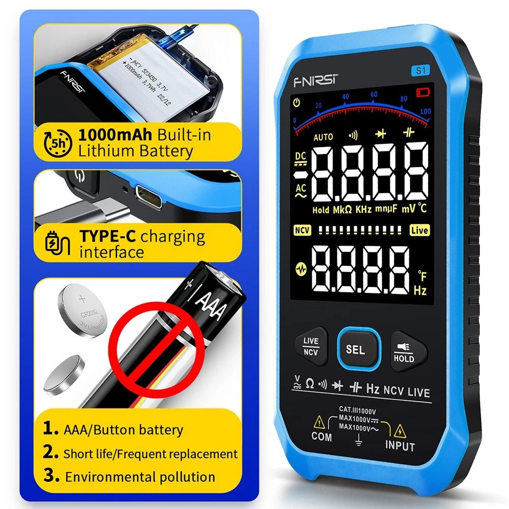 For S1 9999 Counts Multimeter Featuring Auto Range True RMS and Non Contact NCV