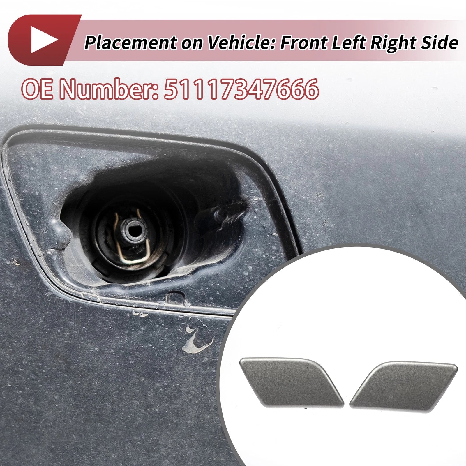 Washer Nozzle Cover Cap Front Left Right for BMW X1 (2016–2022)