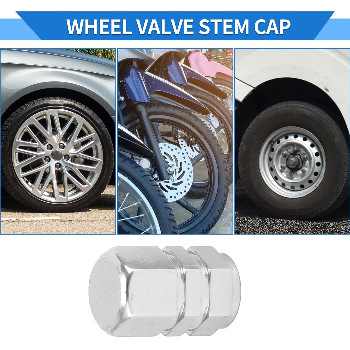 Tire Valve Stem Caps Replacement Set for SUV Bike RV (10–17mm) (8 Pack)