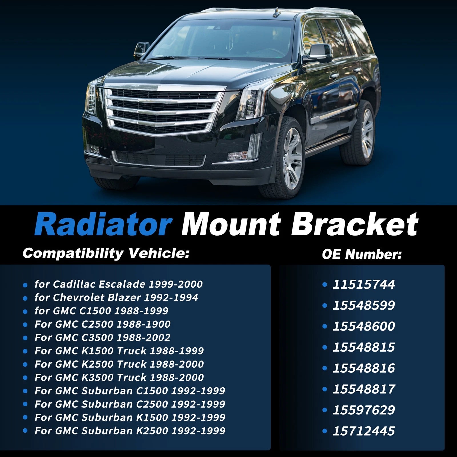 Radiator Support Body Mounting for Cadillac Escalade (1999–2000) No.11515744