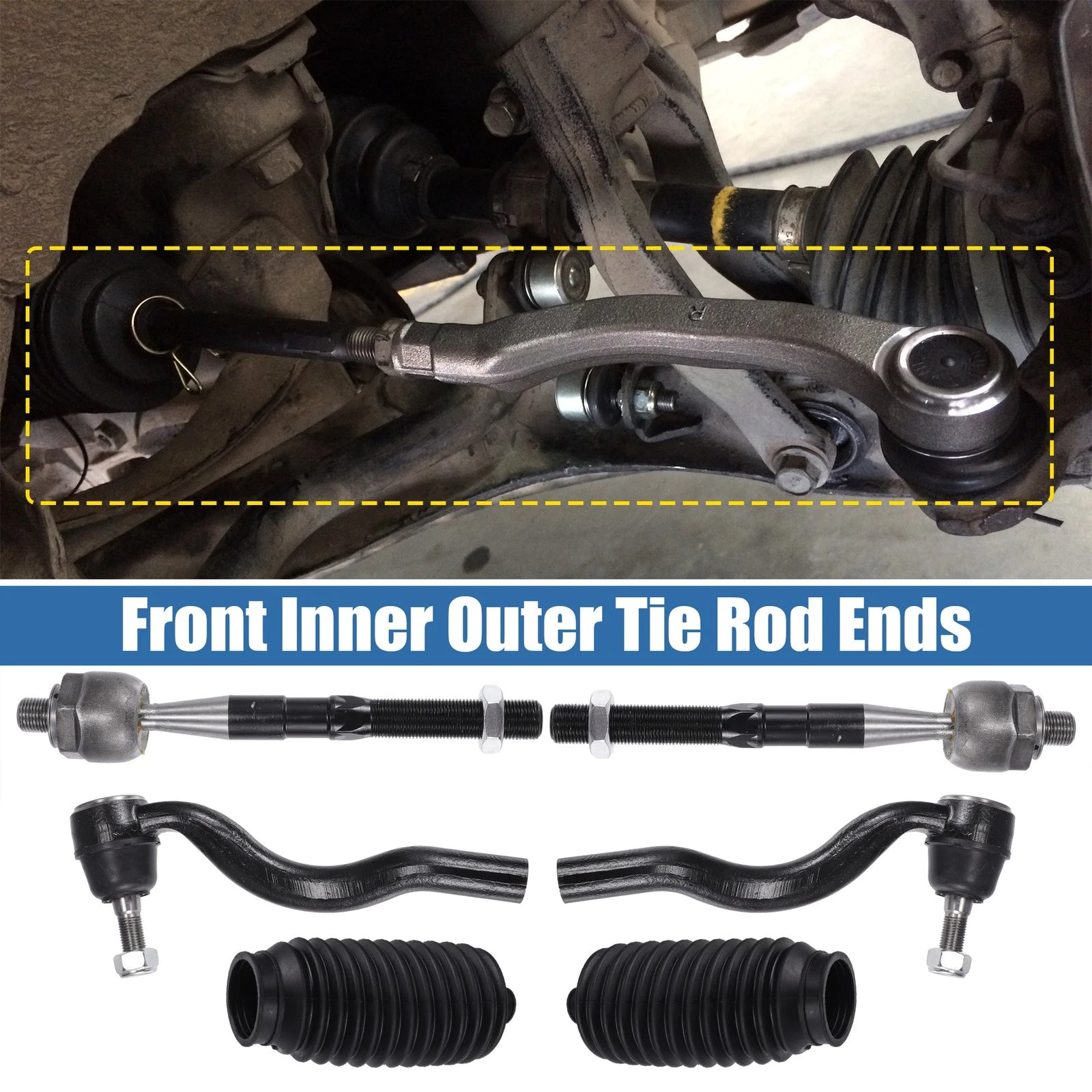 6pcs Front Inner Outer Tie Rod End Link for Dodge Durango (2011–2015)