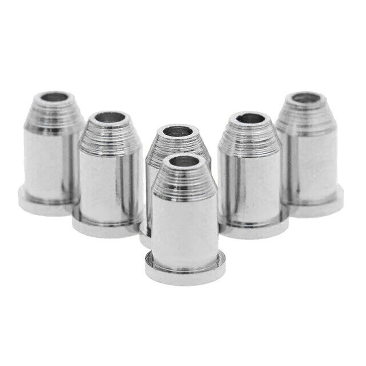 Set of 6 Chrome Through Body String Mounting Ferrules for Electric Guitar