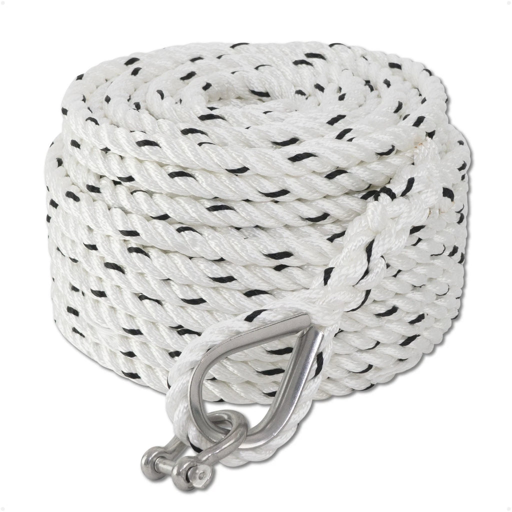 5/8 Inch Rope Line with Thimble & Shackle for Various Applications (100 ft)