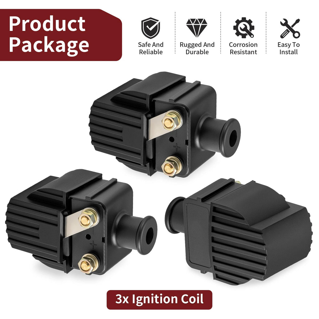 3 Pack Ignition Coil for Mercury Mariner 50-90 HP (1990–2006) 339-832757A4