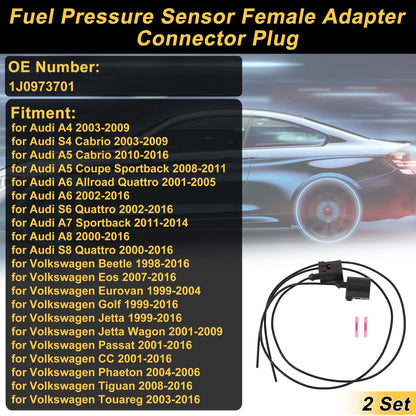 Set of 2 Fuel Pressure Sensor Connector Plugs for Audi A4 (2003–2009) No. 1J0973701