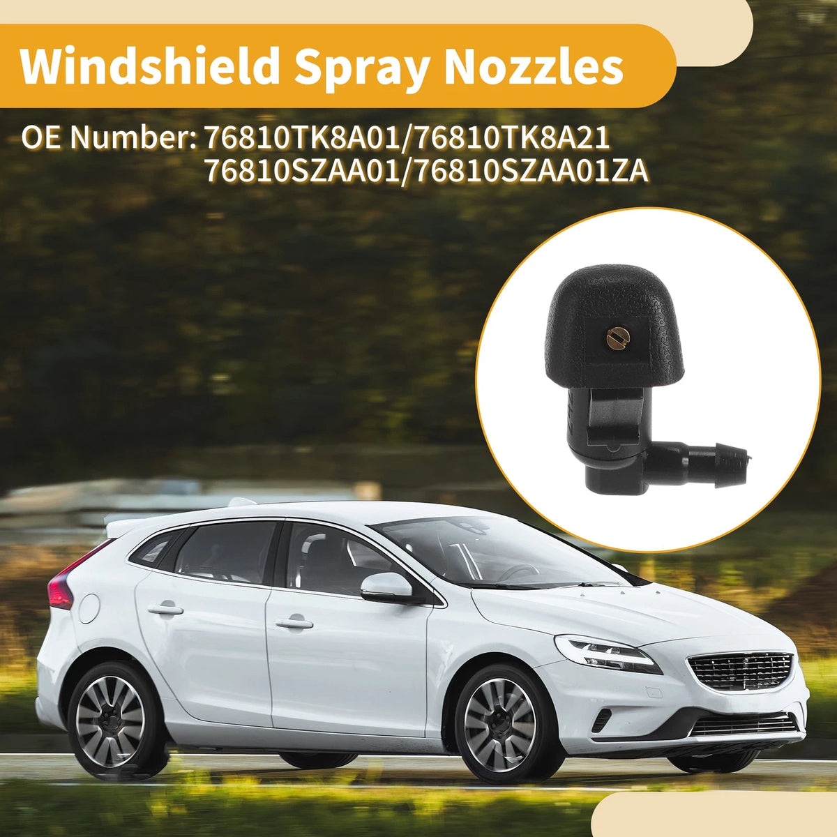 2 Pcs Front Windshield Washer Nozzle for Honda Odyssey (2005–2010) No.76810TK8A01
