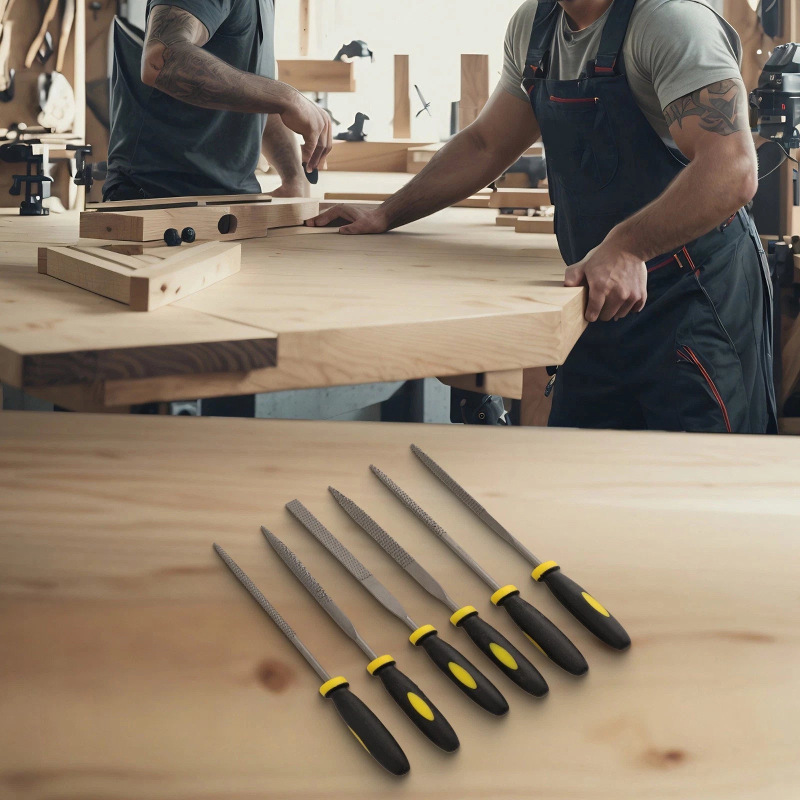 Set of 4 Wood Needle Files for Woodworking Tools