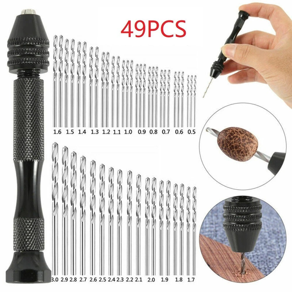 Mini Drill Chuck Pin Vise Bit Set - HSS Aluminum Alloy Spiral Tool
